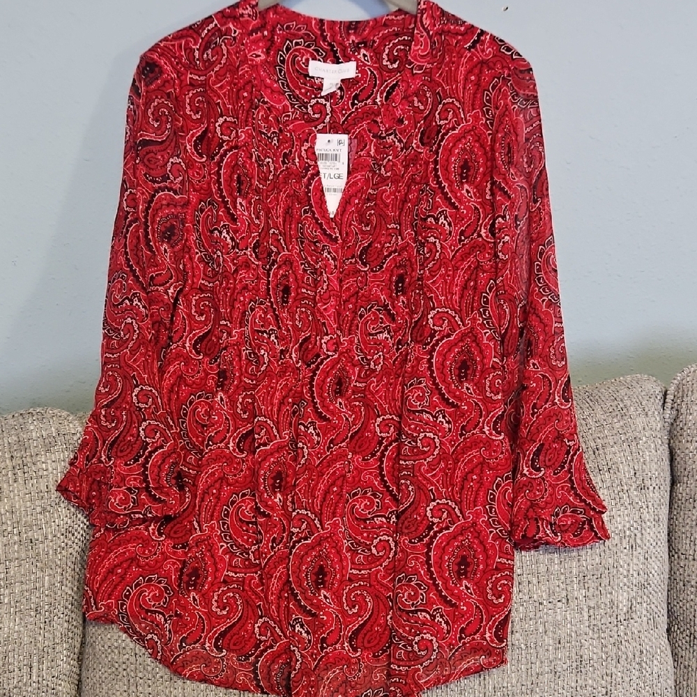 Charter Club Red Paisley Blouse